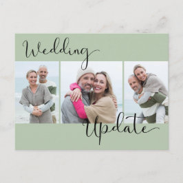 結婚式の延期のお知らせ 3枚の写真 サージグリーン ウェディング延期 ポストカード