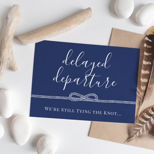 結婚式の延期を知らせる海軍風のポストカード 案内ポストカード