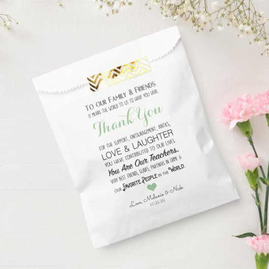 結婚式の引き出物ありがとうメッセージセージ緑3981 フェイバーバッグ (封をした状態)