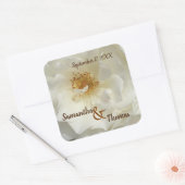 結婚式の引き出物かわいらしホワイトローズフォトフローラ スクエアシール (封筒)