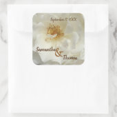 結婚式の引き出物かわいらしホワイトローズフォトフローラ スクエアシール (バッグ)