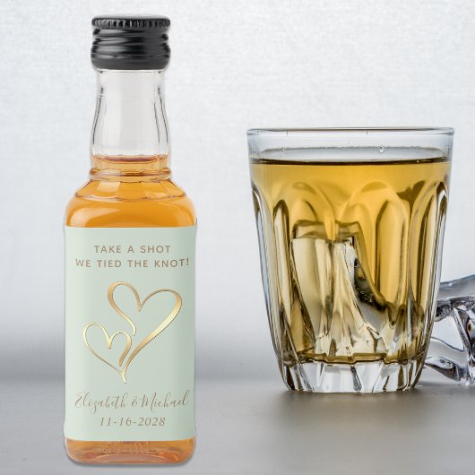結婚式の引き出物のショットを取る我々は結び目のセージを結んだ リキュールボトルラベル