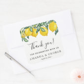 結婚式の引き出物のステッカーのレモンおよび緑の草木 スクエアシール (封筒)