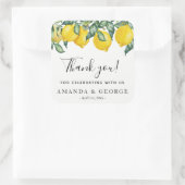 結婚式の引き出物のステッカーのレモンおよび緑の草木 スクエアシール (バッグ)