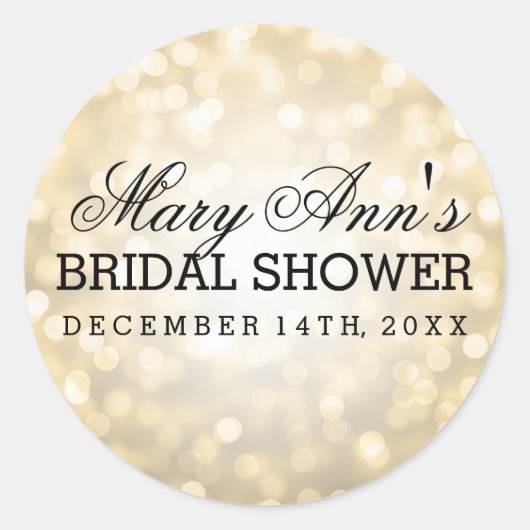 結婚式の引き出物のラベルの金ゴールドのグリッターライト ラウンドシール (正面)