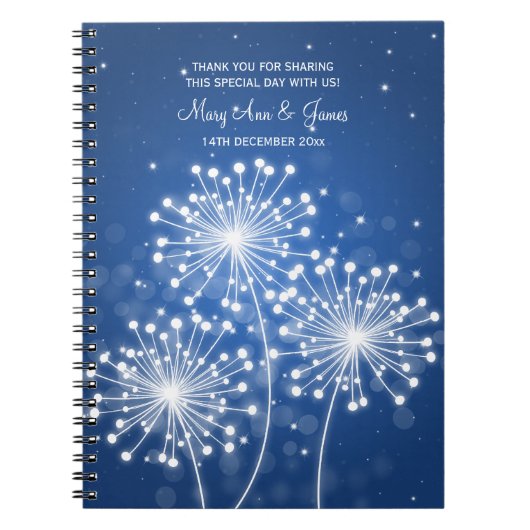 結婚式の引き出物の夏の輝きのサファイアの青 ノートブック (正面)