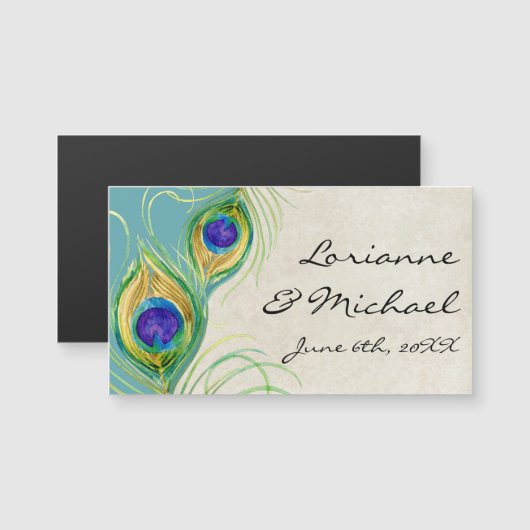 結婚式の引き出物の披露宴の孔雀は水に羽をつけます (正面/裏面)