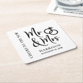 結婚式の引き出物の新しいミセス スクエアペーパーコースター (アングル)