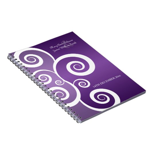 結婚式の引き出物の白は紫色渦巻きます ノートブック (右側)