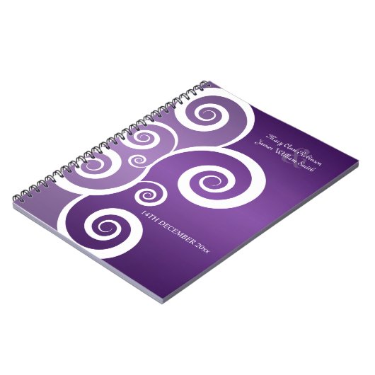 結婚式の引き出物の白は紫色渦巻きます ノートブック (左側)
