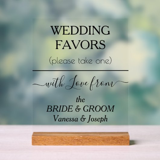 結婚式の引き出物の黒いタイポグラフィ名澄ん アクリルサイン (ニュートラル)