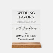 結婚式の引き出物の黒いタイポグラフィ名澄ん アクリルサイン (正面)