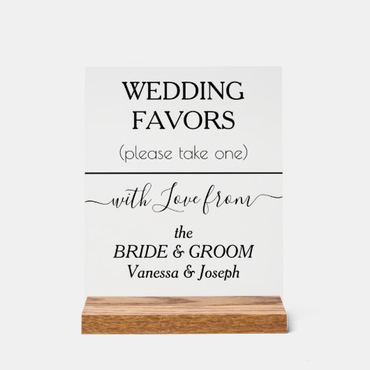 結婚式の引き出物の黒いタイポグラフィ名澄ん アクリルサイン (正面)