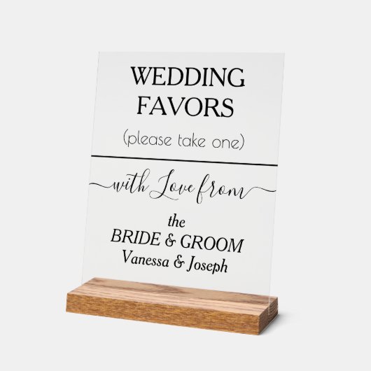 結婚式の引き出物の黒いタイポグラフィ名澄ん アクリルサイン (傾斜)