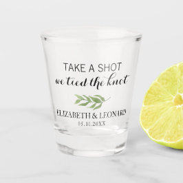 結婚式の引き出物は私たちは結び目を結んだショットを取る ショットグラス
