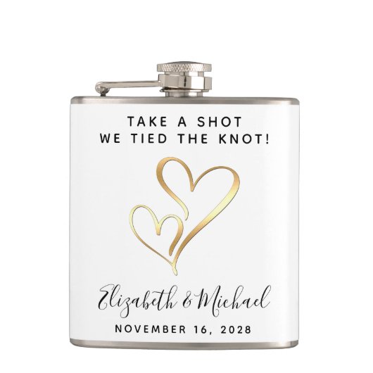 結婚式の引き出物を撮る我々は結び目の白を結んだ フラスク (正面)