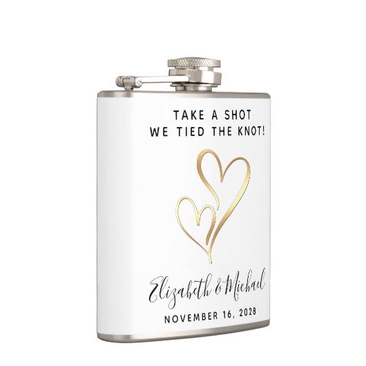 結婚式の引き出物を撮る我々は結び目の白を結んだ フラスク (右)