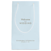 結婚式の引き出物アイスブルーの名前と日付 スモールペーパーバッグ (正面)