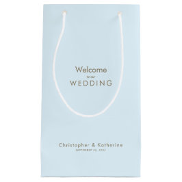 結婚式の引き出物アイスブルーの名前と日付 スモールペーパーバッグ