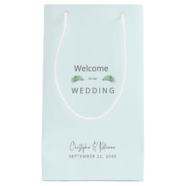 結婚式の引き出物アイスブルートロピカルネーム&日付 スモールペーパーバッグ