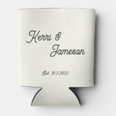 結婚式の引き出物アイボリーミニマリストスクリプト 缶クーラー (正面)