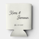 結婚式の引き出物アイボリーミニマリストスクリプト 缶クーラー (裏面)