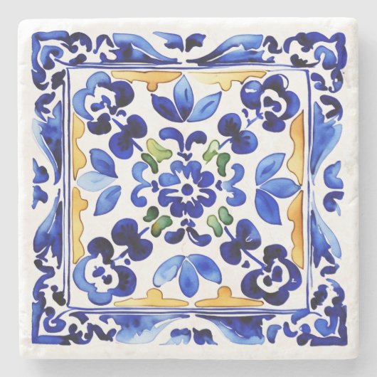 結婚式の引き出物アマルフィビエトリイタリアンブルータイル ストーンコースター (正面)