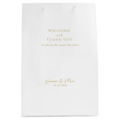 結婚式の引き出物ウェルカムサンキューユー金ゴールド文字 ミディアムペーパーバッグ (正面)