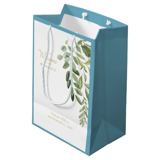 結婚式の引き出物ウェルカムナメーションブロージブルー ミディアムペーパーバッグ (裏面アングル)