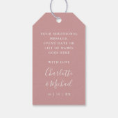 結婚式の引き出物ウェルカムバスケットバッグほこりっぽいバラ ギフトタグ (裏面)