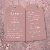 結婚式の引き出物ウェルカムバスケットバッグほこりっぽいバラ ギフトタグ