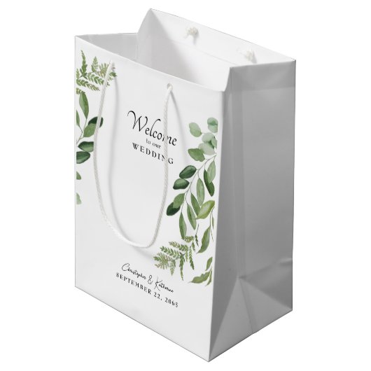 結婚式の引き出物ウェルカムリーフモダン ミディアムペーパーバッグ (正面アングル)