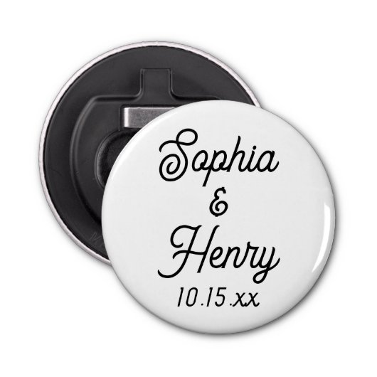 結婚式の引き出物エレガントスクリプトブラックタイポグラフィ 栓抜き (正面)