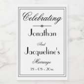 結婚式の引き出物エレガントネームシンプルシックホワイトミニ ワインラベル (シングルラベル)