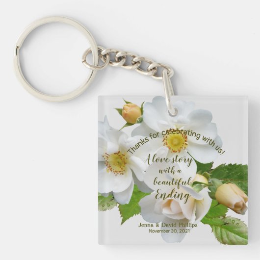 結婚式の引き出物エレガントバラフル開花キーチェーン キーホルダー (正面)
