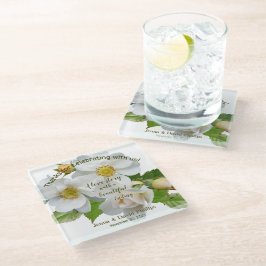 結婚式の引き出物エレガントバラフル開花 ガラスコースター