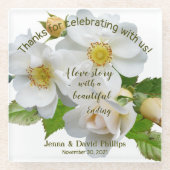 結婚式の引き出物エレガントバラフル開花 ガラスコースター (正面)