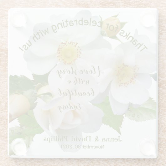 結婚式の引き出物エレガントバラフル開花 ガラスコースター (裏面)