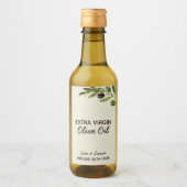 結婚式の引き出物オリーブ油モダン素朴ボトル ワインラベル (正面)