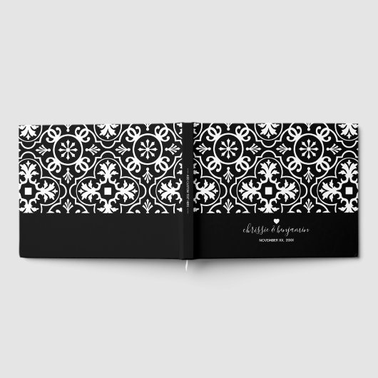 結婚式の引き出物カスタム新郎新婦の日付タイルパターン ゲストブック (全面)