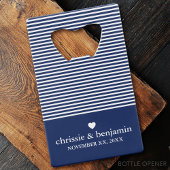 結婚式の引き出物カスタム新郎新婦デートストライプ クレジットカード栓抜き