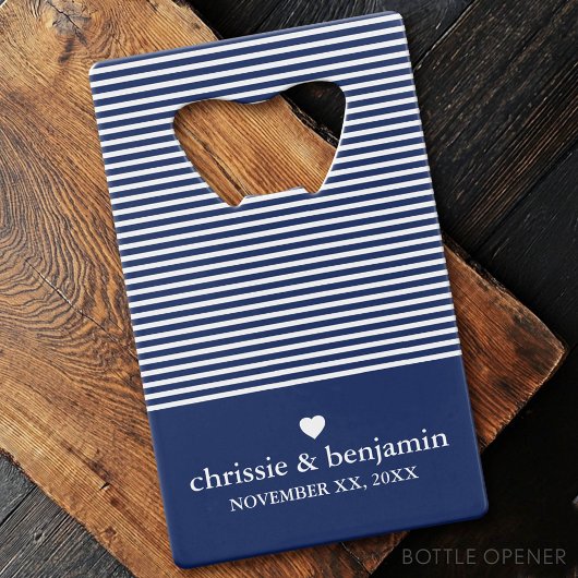 結婚式の引き出物カスタム新郎新婦デートストライプ クレジットカード栓抜き