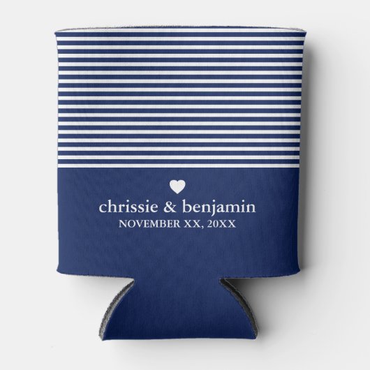 結婚式の引き出物カスタム新郎新婦デートストライプ 缶クーラー (正面)