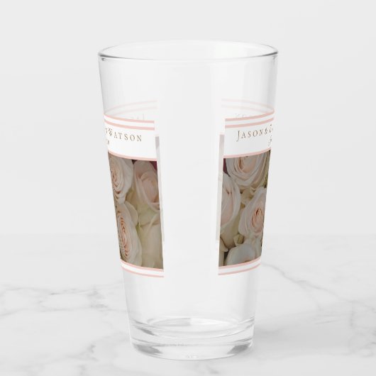 結婚式の引き出物ガラス赤面ピンクローズ タンブラーグラス (左)