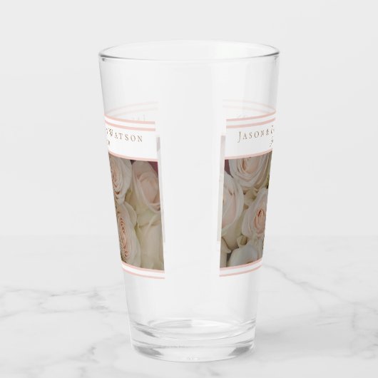 結婚式の引き出物ガラス赤面ピンクローズ タンブラーグラス (右)