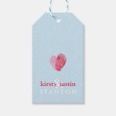 結婚式の引き出物ギフトラベルかわいい指紋ハートブルー ギフトタグ (正面)