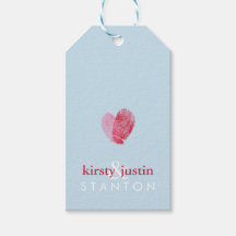 結婚式の引き出物ギフトラベルかわいい指紋ハートブルー