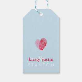 結婚式の引き出物ギフトラベルかわいい指紋ハートブルー ギフトタグ