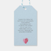 結婚式の引き出物ギフトラベルかわいい指紋ハートブルー ギフトタグ (裏面)