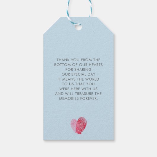 結婚式の引き出物ギフトラベルかわいい指紋ハートブルー ギフトタグ (裏面)